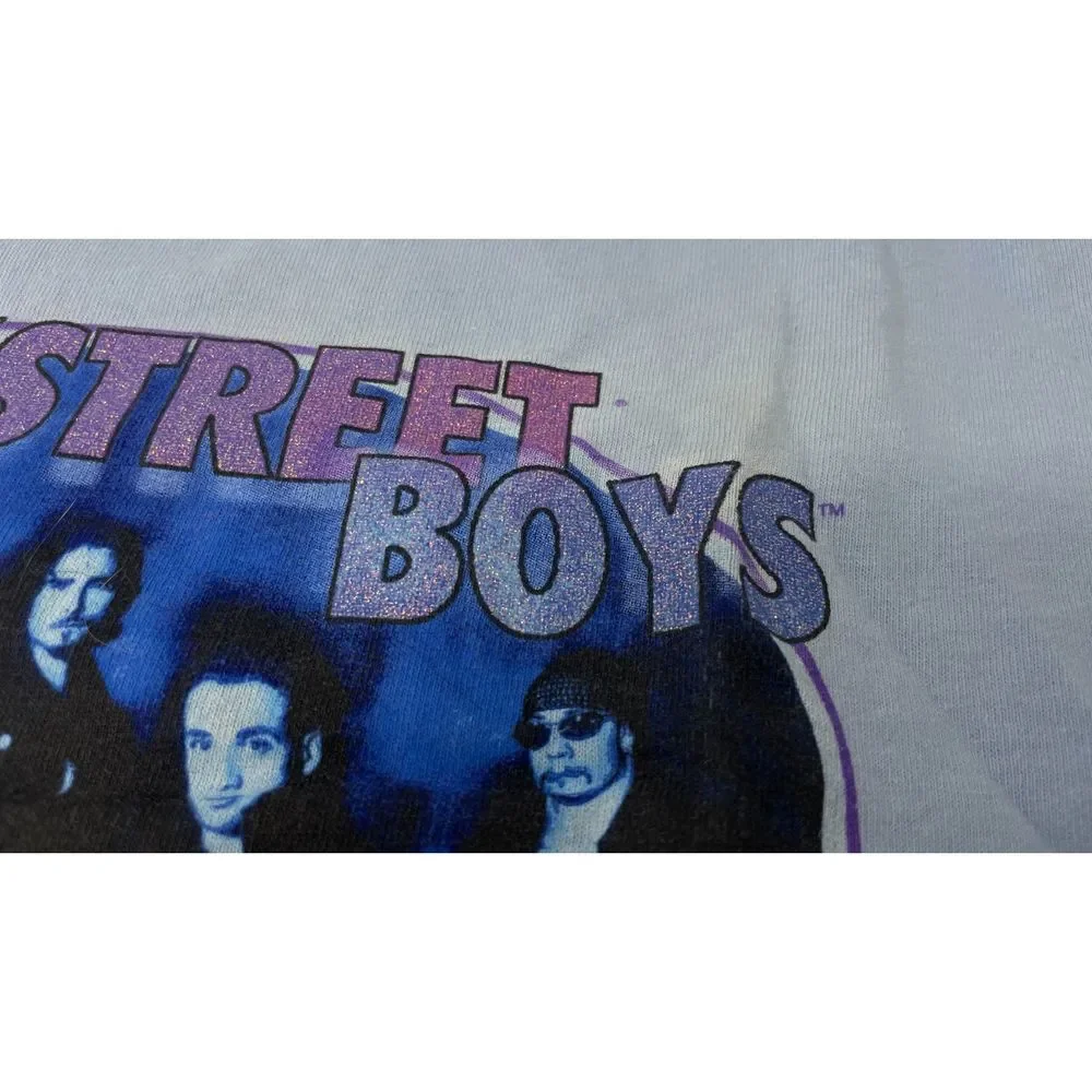 Vintage 2000 Backstreet Boys Band Tour Tee Shirt Light Blue Large Youth Unisex - Picture 4 of 6